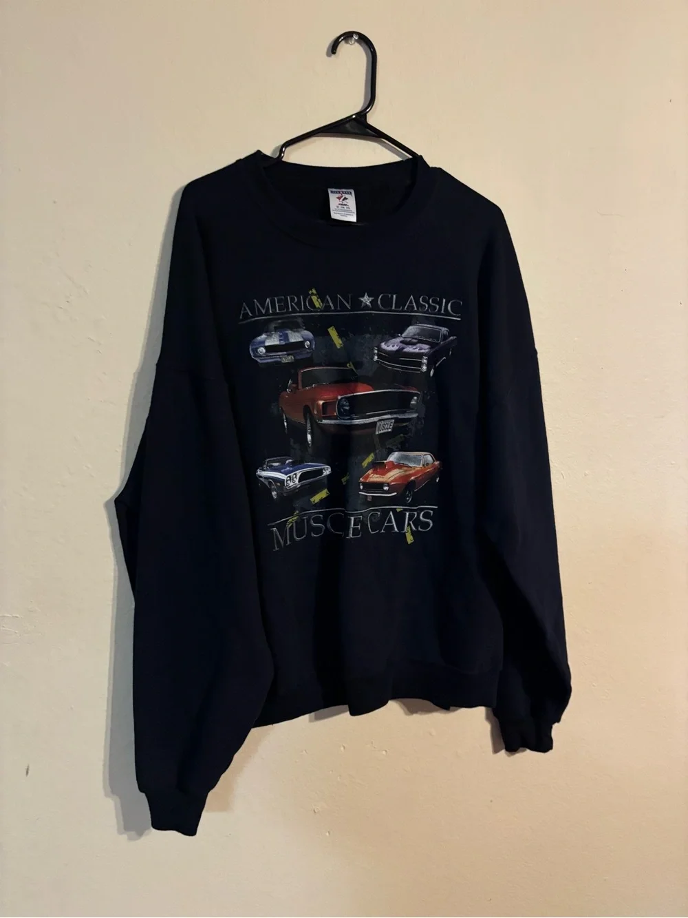 Jerzees Black Crewneck Sweatshirt with Silver Design